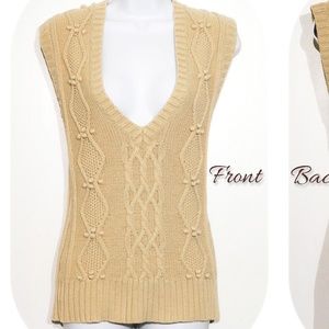 Beige Knit Sleeveless Top (100% Cotton)